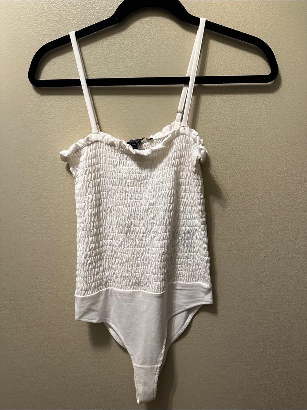 Forever 21 White Smocked Bodysuit Tank